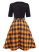 [Vorverkauf] Schwarz&Gelb 1950er Halbe Ärmel Plaid Kleid