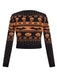 Schwarz 1970er Halloween Schädel Schläger Kurzer Pullover