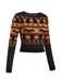 Schwarz 1970er Halloween Schädel Schläger Kurzer Pullover