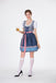 2PCS Blau 1950er Oktoberfest Puff Weiß Top & Gingham Kleid & Schürze