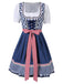 2PCS Blau 1950er Oktoberfest Puff Weiß Top & Gingham Kleid & Schürze