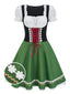 Grün 1950er Oktoberfest Puffärmel Patchwork Kleid