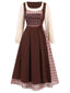 Multicolor 1940er Blume Plaid Pastoral Kleid