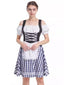 Blau 1950er Oktoberfest Schulterfrei Gingham Plaid Kleid