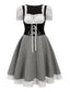 Schwarz 1950er Oktoberfest Puffärmel Gingham Plaid Kleid