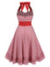 Rot 1950er Gingham Plaid Halter Kleid