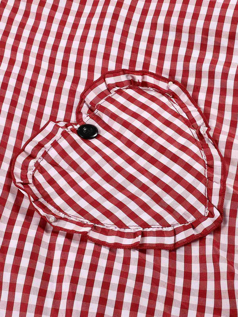 Rot 1950er Gingham Plaid Halter Kleid