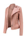 Rosa 1980er Solide Revers Leder Jacke