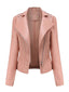 Rosa 1980er Solide Revers Leder Jacke