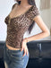 Braun 1980er Leopard Tief V-Ausschnitt Tank Top