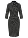 Schwarz 1960er Krawattenhals Polka Dots Kleid