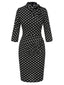 Schwarz 1960er Krawattenhals Polka Dots Kleid