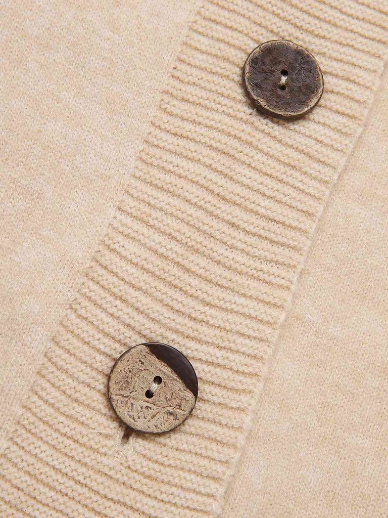 1940er Solide Stricken Kapuze Strickjacke