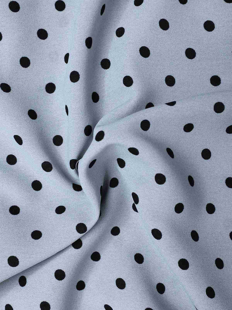 Blau 1960er Polka Dot V-Ausschnitt Bleistiftkleid