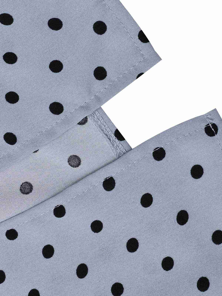 Blau 1960er Polka Dot V-Ausschnitt Bleistiftkleid