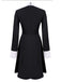 Schwarz 1950er Farbblock Moderate Kleid