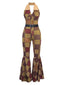 1970er Geometrisches Muster Patchwork Halter Jumpsuit