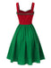 Rot & Grün 1950er Weihnachten Polka Dots Kleid