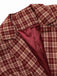 [Vorverkauf] 2PCS Rot 1960er Plaid Revers Kurzer Mantel & Schlitz Rock