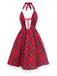 [Vorverkauf] Rot 1950er Schottisch Plaid Plüsch Halter Kleid