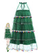 Grün 1960er Pom-Pom Weihnachten Baum Kleid