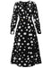 1940er Vintage Polka Dots Langarm Schlitz Kleid