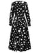 1940er Vintage Polka Dots Langarm Schlitz Kleid