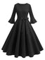 1950er Solide Glockenärmel Swing Kleid