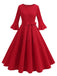 1950er Solide Glockenärmel Swing Kleid