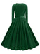 1950er Solide Samt V-Ausschnitt Swing Kleid