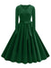 1950er Solide Samt V-Ausschnitt Swing Kleid