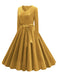 1950er Solide Samt V-Ausschnitt Swing Kleid