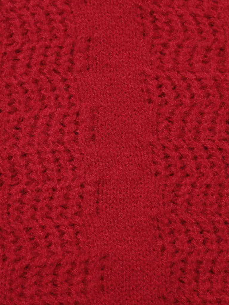 Rot 1980er Weihnachten Bogenknoten Kurz Pullover