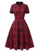 [Vorverkauf] Rot 1950er Stehkragen Plaid Kleid