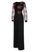 Schwarz 1970er Bestickt Blumen Jumpsuit