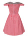 Rot 1950er Plaid Schulterfrei Swing Kleid