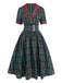 [Vorverkauf] Grün 1950er Revers Scottish Plaid Kleid