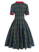 [Vorverkauf] Grün 1950er Revers Scottish Plaid Kleid