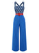 [Vorverkauf] Blau 1970er Baroque Muster Tasche Jumpsuit