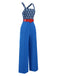 [Vorverkauf] Blau 1970er Baroque Muster Tasche Jumpsuit