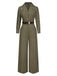 [Vorverkauf] Grün 1930er Solide Revers Gürtel Jumpsuit