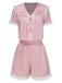 [Vorverkauf] Rosa 1950er Doll Collar Spitze Bogen Pyjama