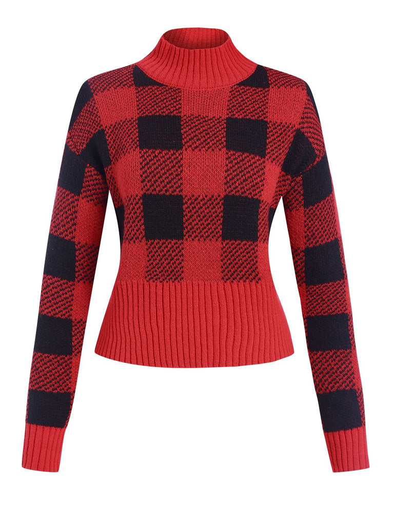 1950er Gingham Plaid Weihnachten Pullover