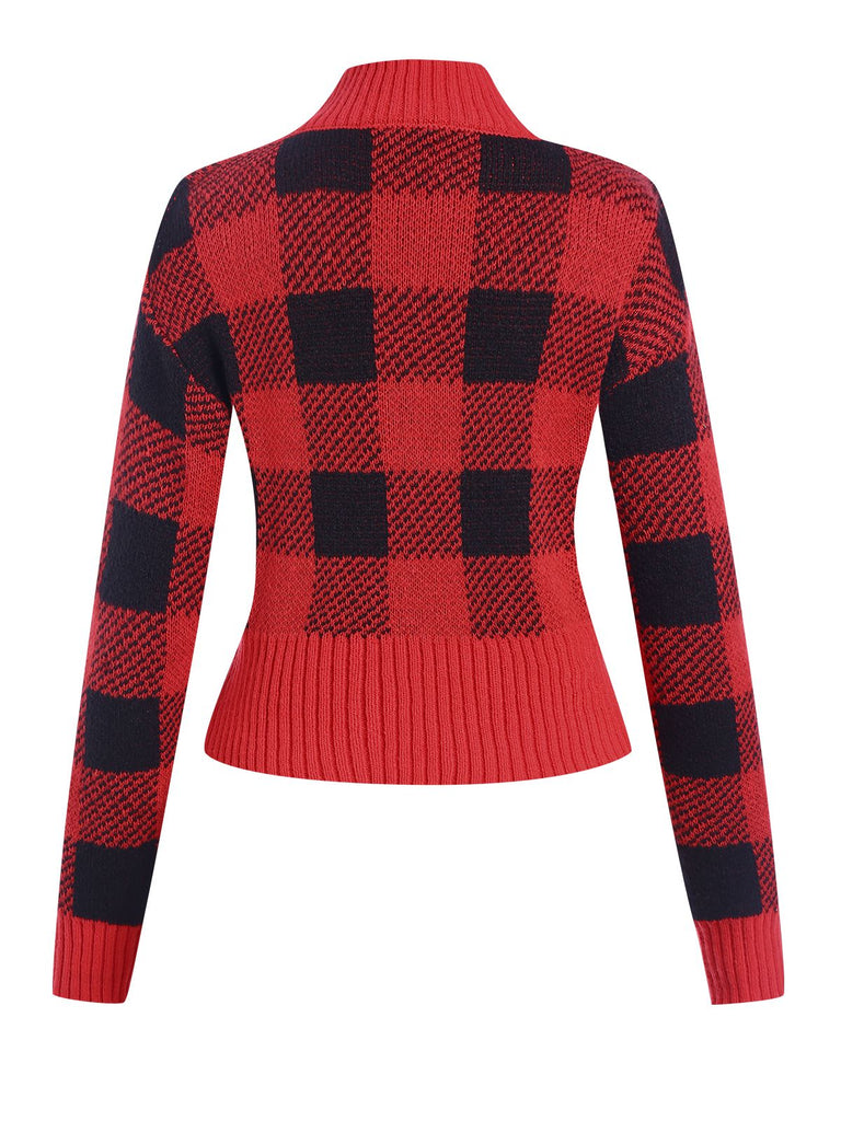 1950er Gingham Plaid Weihnachten Pullover