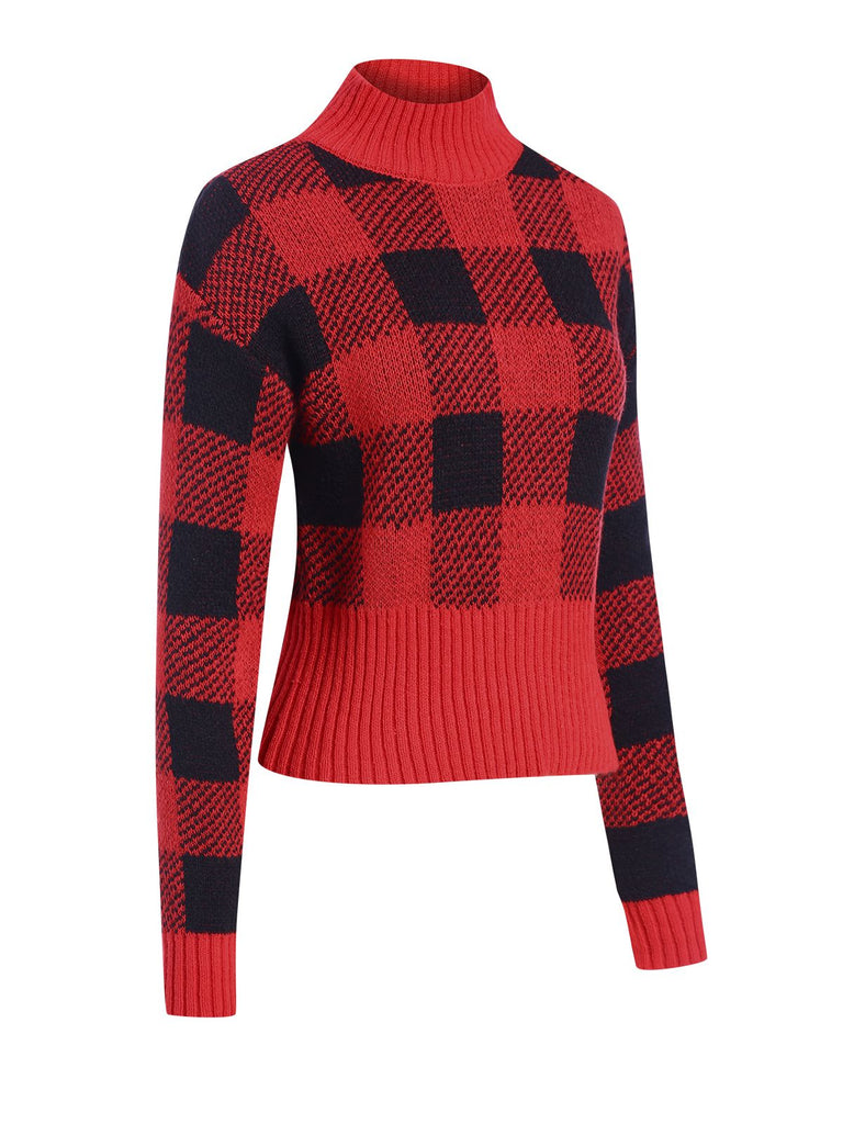 1950er Gingham Plaid Weihnachten Pullover