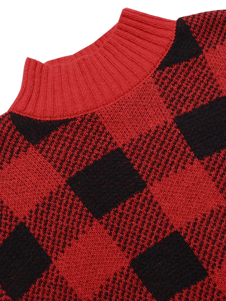 1950er Gingham Plaid Weihnachten Pullover