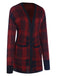 Rot 1950er Taschen Plaid Strickjacke