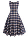 1950er Ärmellos Plaid Gürtel Swing Kleid