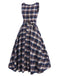 1950er Ärmellos Plaid Gürtel Swing Kleid