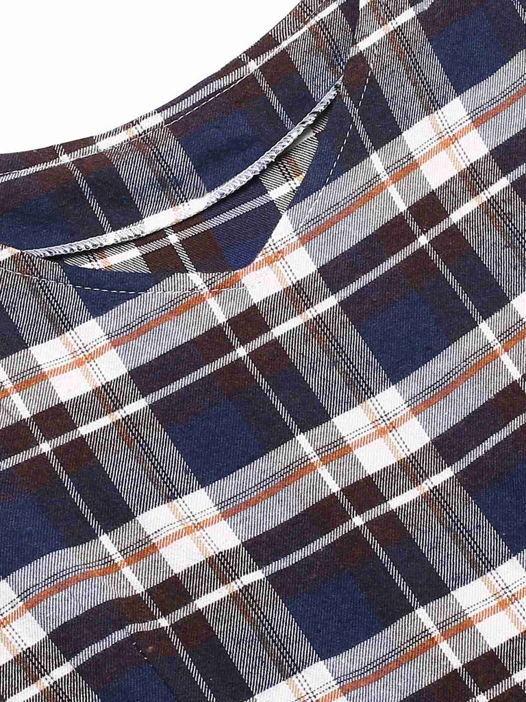 1950er Ärmellos Plaid Gürtel Swing Kleid